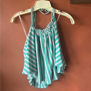 We The Free Mint Green and White Striped Halter Tank